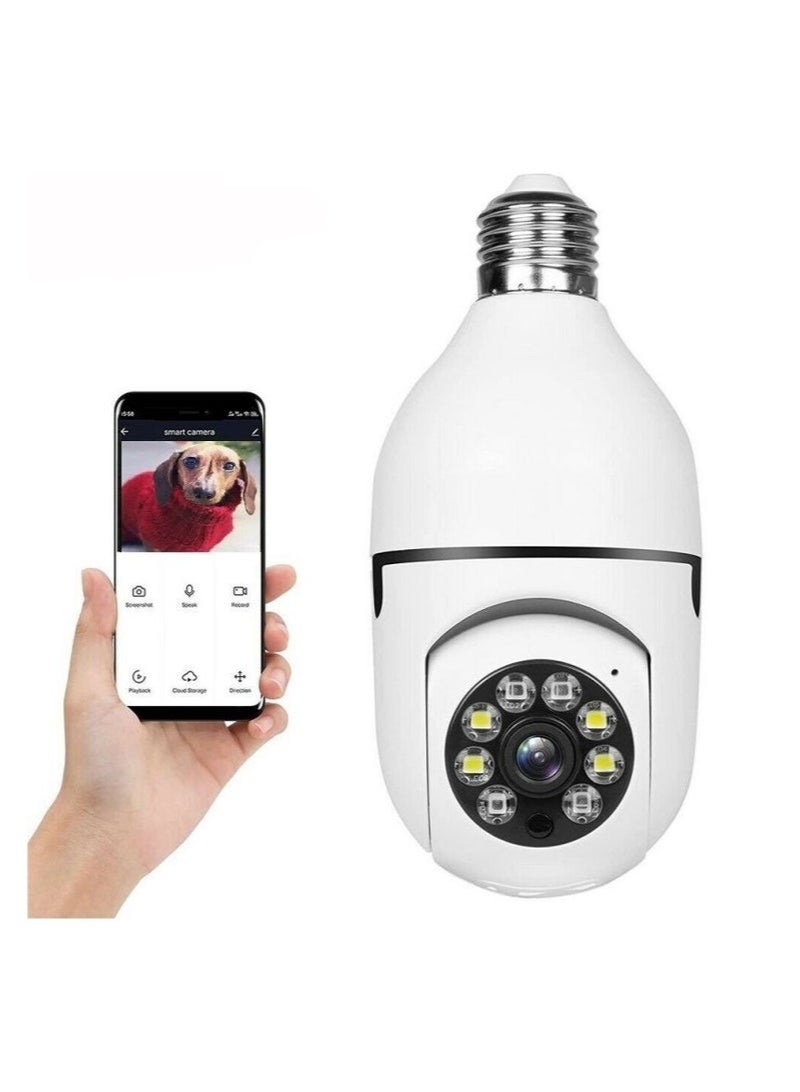 Smart Bulb Security Camera Wi-Fi 360° Panoramic Dual-Band 2.4GHz & 5GHz Wireless Surveillance Camera with Color Night Vision, Two-Way Audio, TF Card Storage, E27 Easy Installation for Indoor & Outdoor Home Office Monitoring - Image 1